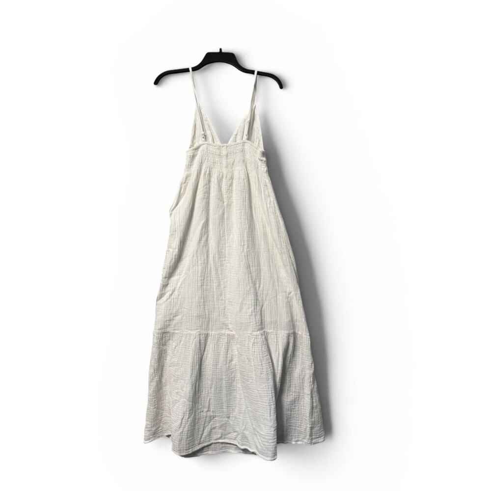 Sim & Sam White Cotton Dress Medium V-Neck Open Back Boho Cottagecore Summer - Picture 11 of 15